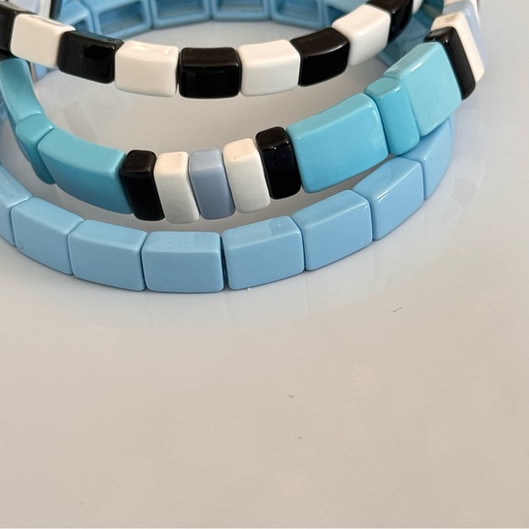Roxanne Assoulin Blue and Black-White Tile Bracelets with gold - Picture 2 of 3